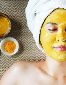 Turmeric milk pack on face