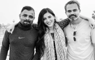 Shruti Haasan with cinematographer Bhuvan Gowda and director Prashant Neel