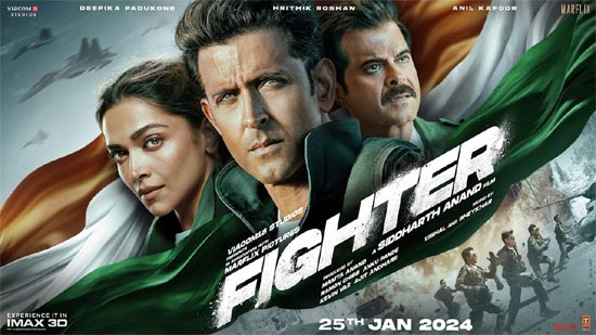 Hrithik Roshan, Deepika Padukone and Anil Kapoor in Fighter poster